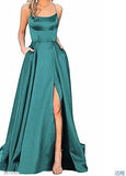Long Formal Evening Dresses Long Vestidos De Fiesta A-Line Sexy High Slit Satin Simple Prom Party