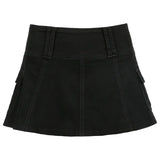 Aesthetic Harajuku High Waist Mini Skirt Summer Casual A Line Hot Shorts Skirts Women Black White Gothic