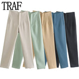 Women's Pants Beige Pencil High Waist Pants For Women Office Casual Elegant Woman Trousers Fashion Streetwear Summer