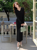 Zingj Style Lazy Twist Twist V-Collar Knitted Dress Women's Autumn And Winter New Bottomed Buttocks Show Skinny