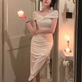 Elegant Off Shoulder Midi Dress Women Sexy Prom Evening Bodycon Party Birthday Club Fashion