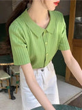 Zingj POLO Lapel Knit Cardigan Summer 2024 New Color Knit Short Sleeve Sweater