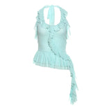 Zingj 2024 Summer Women's Flounce Sleeveless Jacket Is Elegant And Slim Vest-Outfit