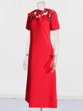 Classic Elegant Style Dress 2025 Summer New Hollow Design Collage Three-Dimensional Bow Long Dress