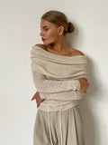 Zingj Knitwear Spring 2024 Women's Slim Solid Color Set Collar Long-Sleeved