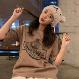 Summer Korean Version Of The Bf Style Loose All-match Printing Student Short-sleeved T-shirt Women's Casual Hong Kong