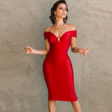 Dress for Women 2022 Summer Off Shoulder Bodycon Dress Elegant Sexy White Red Evening Party Dress Club High