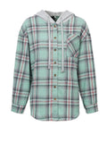 Autumn Plaid Shirt Women Hooded Button Up Shirt Female Ladies Loose Checkered Shirt For Women
