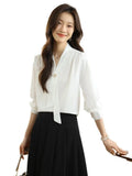 2025 New Denatry White Shirt Lady Long Sleeve Spring Commuting Professional Shirt Temperament