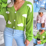 casual Knitted Cardiagn for women Autumn and winter new white cloud knitted cardigan sweater jackets women's