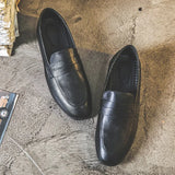 Zingj New Men's Leather Shoes Breathable Lazy Business Leisure One Foot Pedal Bean Shoes British Style Men's Shoes