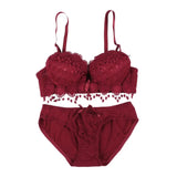 Up Bra Set For Women Underwear Solid Sexy Lingerie CorsetGirl Floral Lace Underwear Set Underwire Brassiere