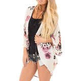 Casual Vintage Kimono Cardigan Ladies 2019 Summer Long Crochet Chiffon Kimono preto Loose flora printed Blouse