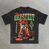 Men's T-Shirt Y2K Short-Sleeved Men's Former Dormitory Hip-Hop Loose Letter Printing Handsome Fried Street Round Collar Cotton Oversized