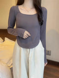 Long-Sleeved Bottomed Shirt For Women In Early Autumn, The New T-Shirt Is Designed To Be Slim And