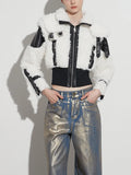 Wind Coat 2025 Winter New Premium Sense Lapel Lamb Wool PU Leather Splicing Female Short