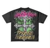 New Skull Print Mode Short-Sleeved Round-Collar Street Wash Hip-Hop Fashion Brand Retro Loose
