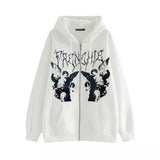 Hip Hop Streetwear Hoodies Women Jacket Angel Dark Print Jacket Coat Goth Harajuku Y2k Clothes Punk Jacket Outwear