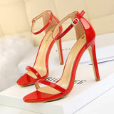 Zingj Fashion Simple Open-Toe With High Heels Patent Leather Sexy