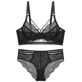 Classic Bandage Bra Set Lingerie Push Up Brassiere Lace Plus Size Underwear Set Sexy Ultra-thin Cup For Women