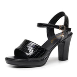 Skin Thick Heel Waterproof Table One-Word Sandals Size Code 32-43 Fashion Show-High-Heeled Sandals Shoes