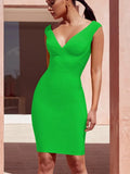 Mini Bandage Dress 2022 New Women Sexy Deep V-neck Bandage Dress High Quality Club Party Bodycon Dress Summer