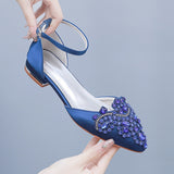 And Summer 2 Cm Flat Hedley Casual Sharp In The Hollow Sandals Square With Shallow Mouth Water Drill Buckle Bridal Shoes Wedding