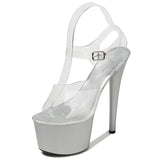 Zingj Korean Version Of The Night Club Car Model Shoes Super High Heels 17 Cm Thin Heel Waterproof Table Sandal Transparent Crystal