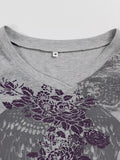 Floral Rhinestone Long Sleeve Crop Top- Outfit