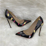 graffiti fetish sexy fashion custom design big size 8cm 10cm 12cm high thin heels pointed toe pumps QP138