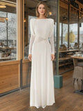 Advanced Sense Dress 2025 New Twisted Metal Buckle Design Long-Sleeved Solid Color Long Dress