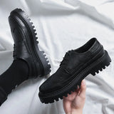 Zingj Small Leather Shoes Male Korean Version Fashion Versatile Teen British Hairstylist Block Men's Shoes