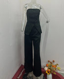 Zingj 2023 New Casual Fashion Suit Button Temperament Strapless Suit Pants-Outfit