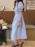 Kitty Elegant Lapel Flowers Women Dress Close Waist Summer Slim Stylish All Match Office Lady High Street Short