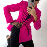 2022 Spring Elegant Slim Fit Bandage Women's Suit Tops Streetwear Coat Fashion Long Sleeve Jackets Office Lady Formal