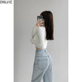 Fashion High Waist Straight Women Jeans Vintage Hip-hop Plus Size Denim Pants Lightblue Wide Leg Jeans