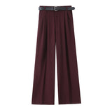 Women's Clothing 2025 New Fashion Comfortable With Belt High-Rise Double-Folded
