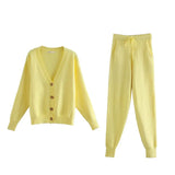 Womens Knitting Two Piece Set Cardigan Sweater Casual Tracksuits High Waist Pencil Pants Clothes