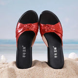 Heel Sandals Slippers Women 2023 Summer Muffin Thick Soles Waterproof Table Red Fashion To Wear Large-Size Medium-Heeled