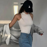 Women Sexy Sleeveless Halter Neck Vest Sleeveless Solid Knit Ribbed Slim Fit Tank Tops Clubwear Ladies Camisole Streetwear