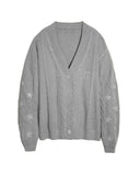 Same Taylor Orange Cardigan Embroidered Stars Loose Languid Temperament