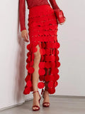 Zingj 2024 New Fashion Temperament Hollow Dot Design Sense Slim Slim Skirt In The Long Tassel
