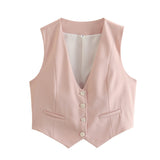 Summer New Women's Street Fashion Leisure Vest 15 Color V Collar