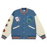 Lucky Embroidery Varsity Jacket-Outfit