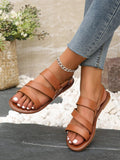 Buckle Flat-Soled Sandals Women Retro-Style Buckle Beach Cool Slippers