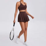 Zingj Casual Bra Short Skirt Running Sports Fitness Suit Breathable Yoga Nude Tennis Suit Two-Piece Set-Outfit