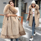 2024 Winter New Women's Coat Cotton-Padded Clothes Female In The Long Big Hair Collar And Wool Cotton-Padded Jacket Large Size Down Cotton Clothes Tide-Outfit