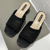 Zingj Heel Sandals And Slippers For Women In Summer 2023, The New Korean Version Of Flying Weave Wears A Word Of Fashion For Women's Sandals And