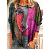 Size Women's Printing Print Long Sleeve Loose