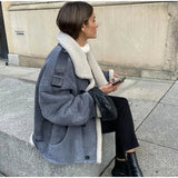 Denim Sherpa Turn Down Jacket- Outfit